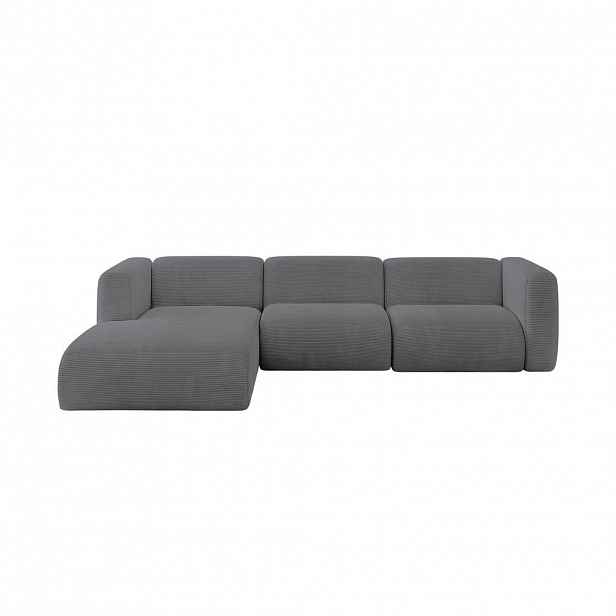 ALTDECOR ROHOVÁ SEDAČKA S LEVOU OTOMANOU MIRA-L2 318x179x89 Tmavě šedá Manšestr