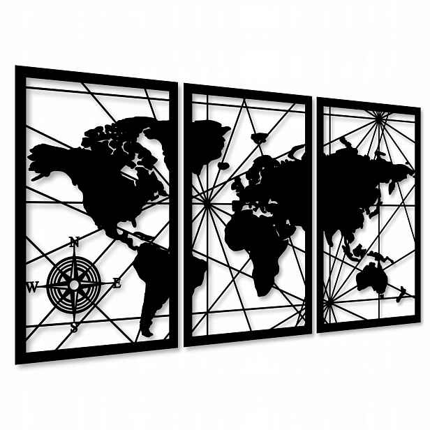 Dřevěná Mapa Světa 120 CM Mapa Světa Velká Obrazy Do Obývacího Pokoje Triptych Obraz