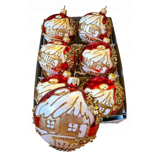 Vánoční Vánoční Baňky , Zdobené, 8 cm.