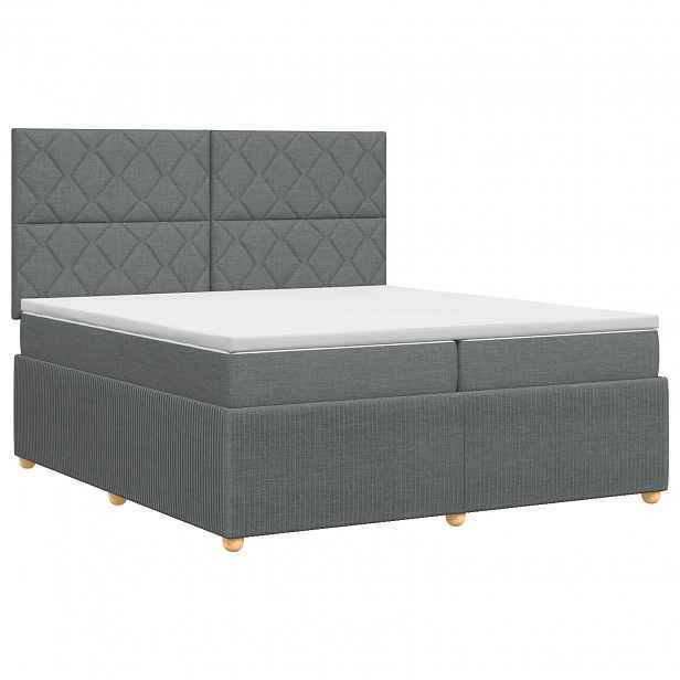 vidaXL Postel boxspring s matrací Tmavě šedá 200 x 200 cm Textil