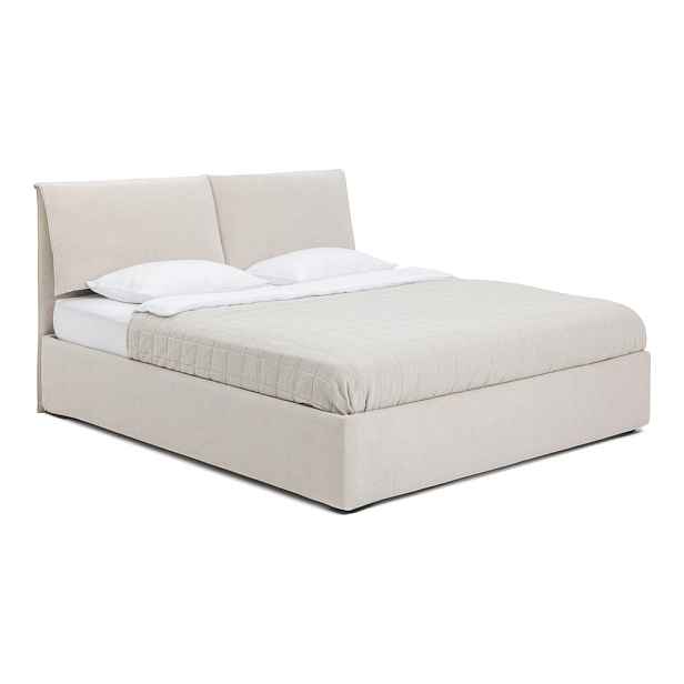 Béžová čalouněná dvoulůžková postel s úložným prostorem s roštem 180x200 cm Thessa Pillow – Bonami Selection