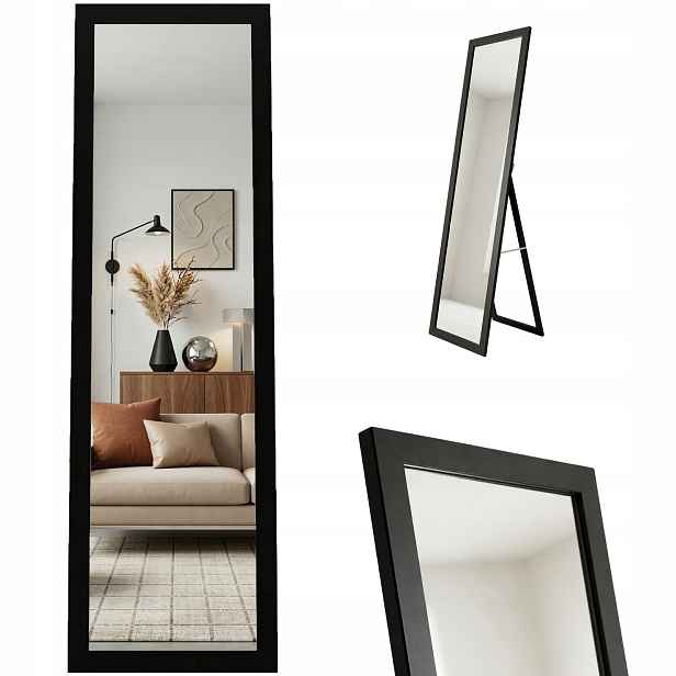 Zrcadlo V Plné Velikosti 170 X 50 CM, Černý Mdf Rám Do Šatníku