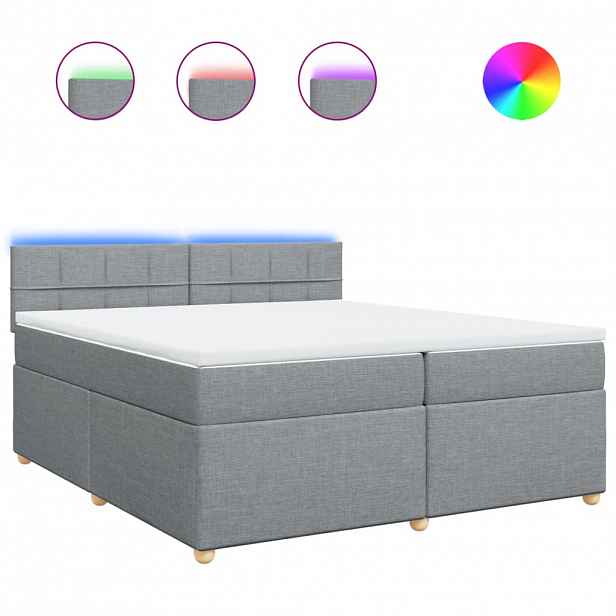 vidaXL Box spring postel s matrací světle šedá 200 x 200 cm textil