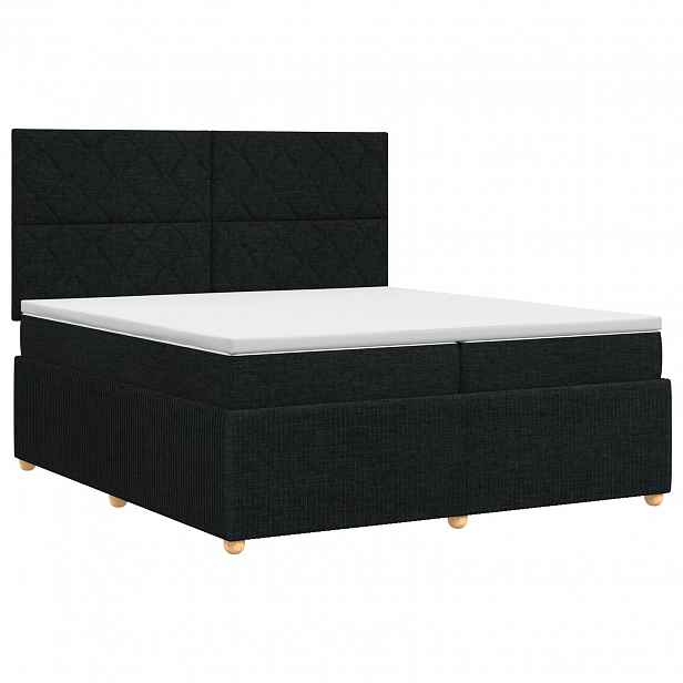 vidaXL Postel boxspring s matrací s čelo Černá 200 x 200 cm Textil