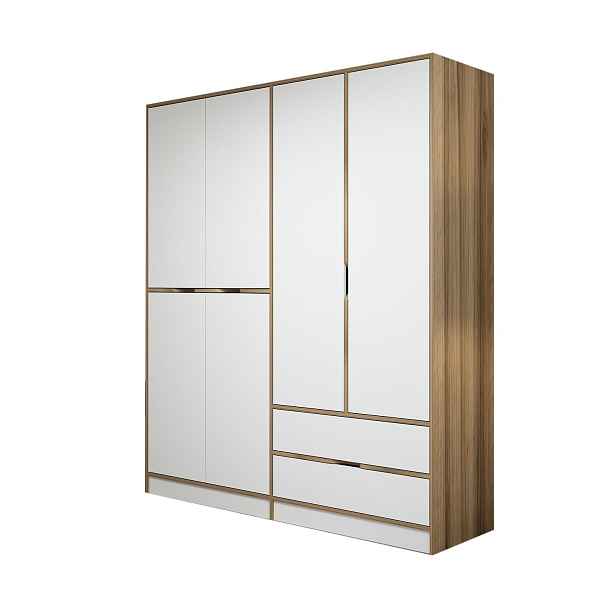 Kalune Design Šatní skříň Elina 180 cm bílá/ořech