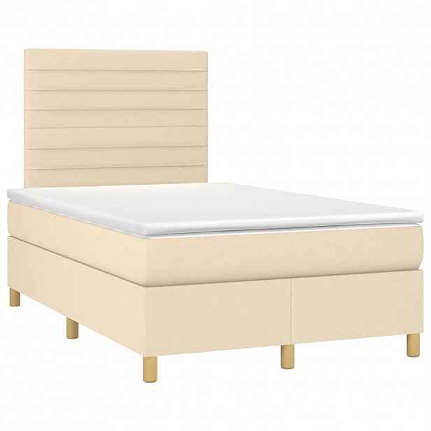 vidaXL Box spring postel s matrací krémová 120x190 cm textil