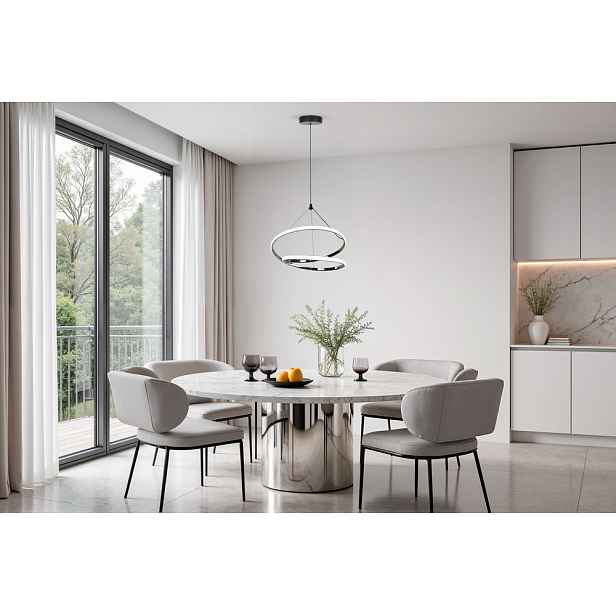 LOCO lampa wisząca czarny+chromowy 30W LED 3000, 4000, 6000K osłonka biała