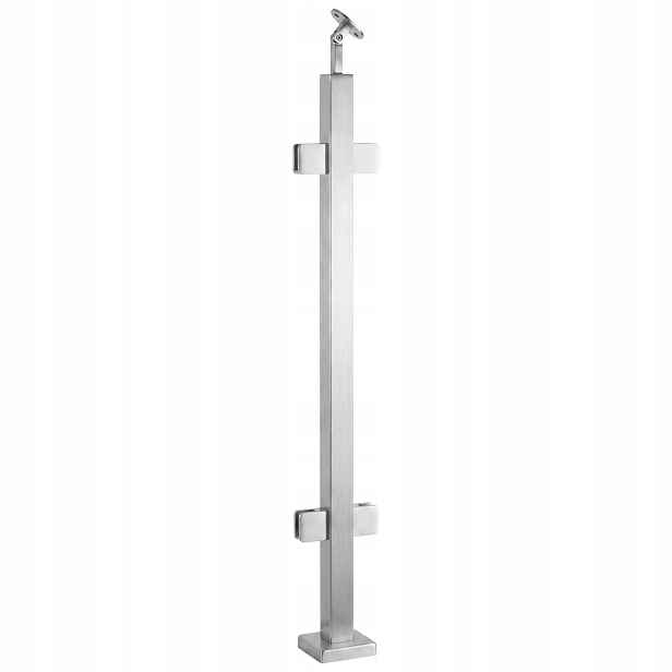 Průchozí sloupek pro skleněné zábradlí 110 cm Satén 40x40 mm 4 úchyty