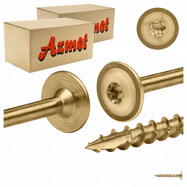 Tesařské vruty 8x60 mm Torx na talířové dřevo 200 ks Azmet WCT-08060