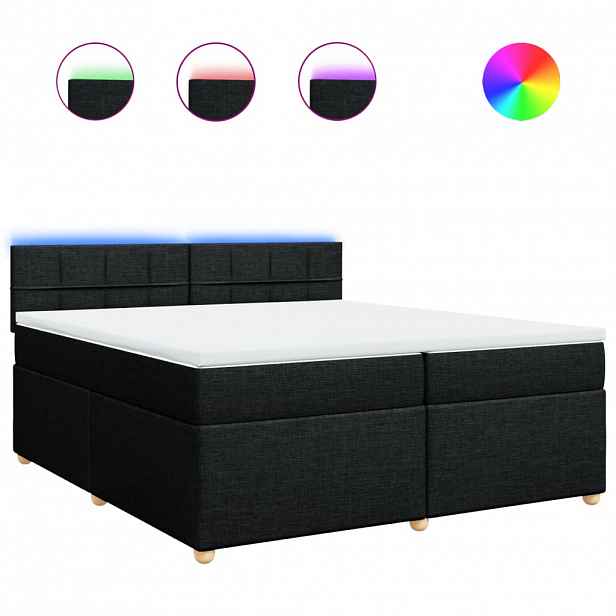 vidaXL Box spring postel s matrací černá 200x200 cm textil