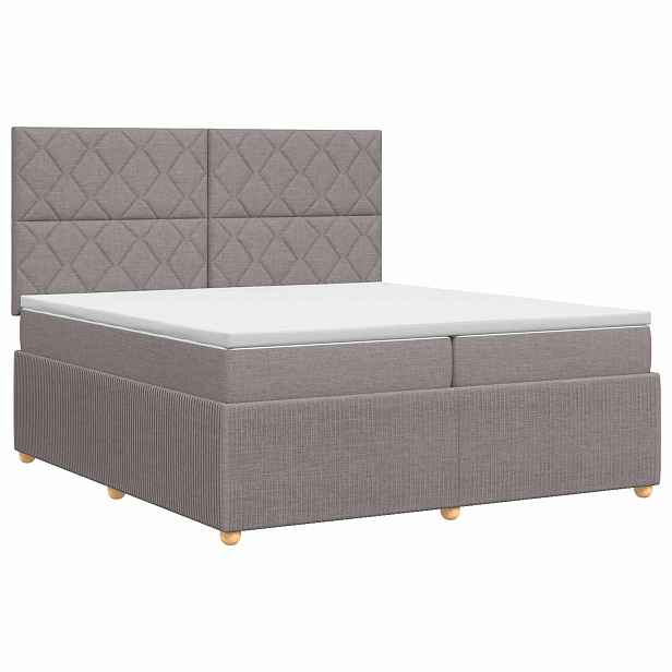vidaXL Postel boxspring s matrací s čelo Taupe 200 x 200 cm Textil