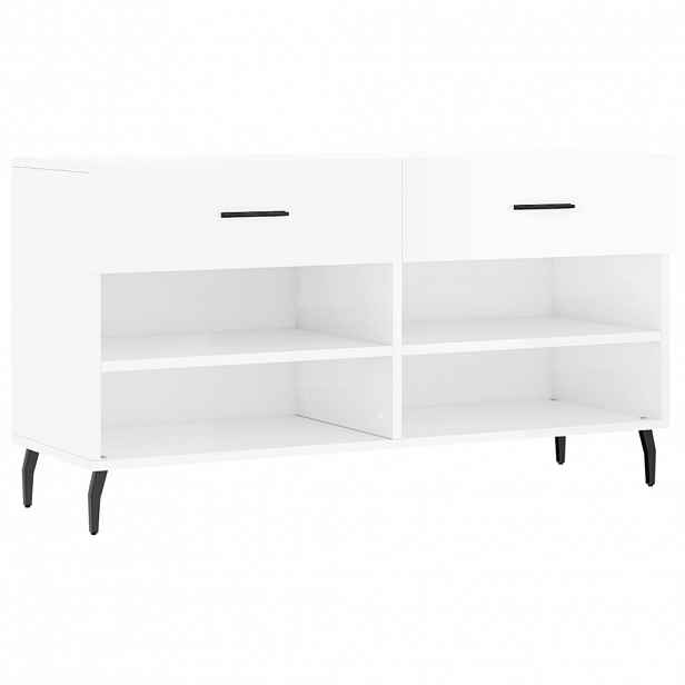 vidaXL Botník bílý s vysokým leskem 102 x 35 x 55 cm kompozitní dřevo
