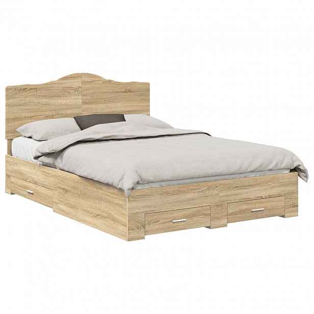 vidaXL Rám postele s čelo Sonoma dub 150 x 200 cm Kompozitní dřevo