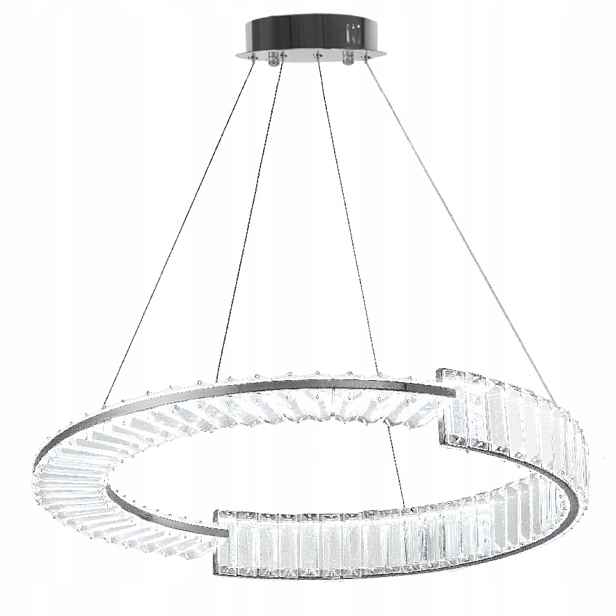 Led Závěsná Stropní Křišťálová Lampa Chrom, Závěsná, Kruh, Stříbrná, Velká