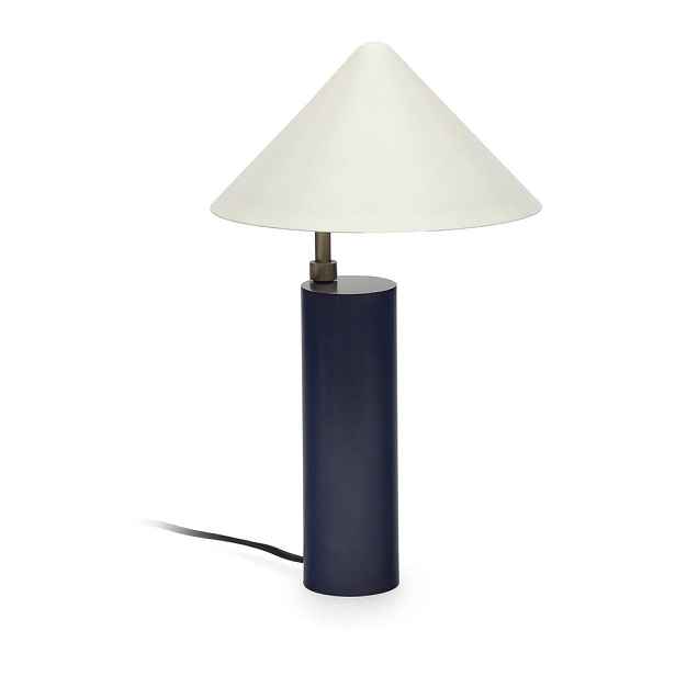 Tmavě modrá stolní lampa s kovovým stínidlem (výška 42 cm) Shiva – Kave Home