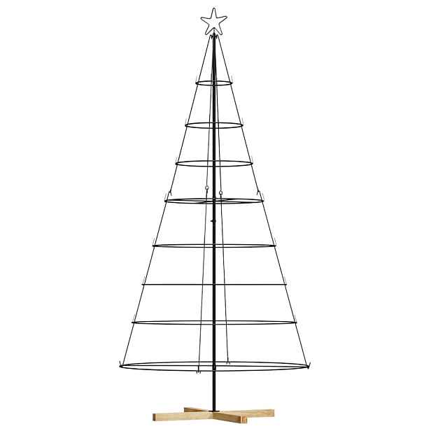 vidaXL Kovový vánoční stromek se stojanem KUOPIO 210 cm Ocel Černá