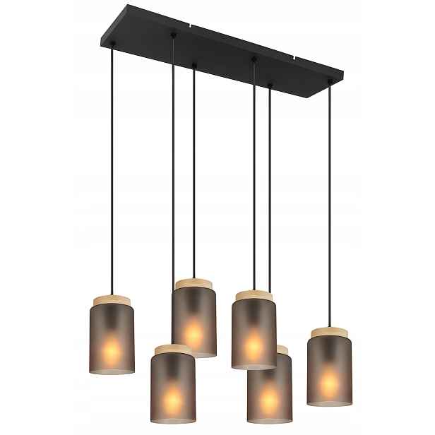 Šest Závěsných Stropních Lamp V Loftovém Stylu Z Mraženého Skla E27