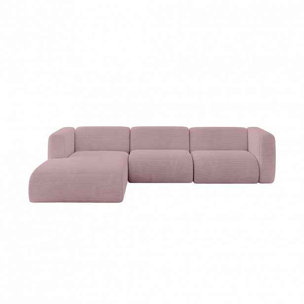 ALTDECOR ROHOVÁ SEDAČKA S LEVOU OTOMANOU MIRA-L2 318x179x89 Růžová Manšestr