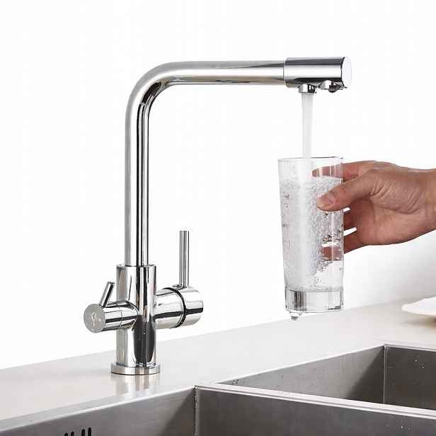 Krunn Kuchyňská Baterie pro vodní filtr Třícestná kohoutková baterie do kuchyně Chrom