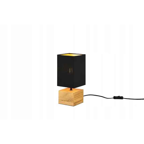 noční stolní lampa dřevěná, čtvercová, černá Rl