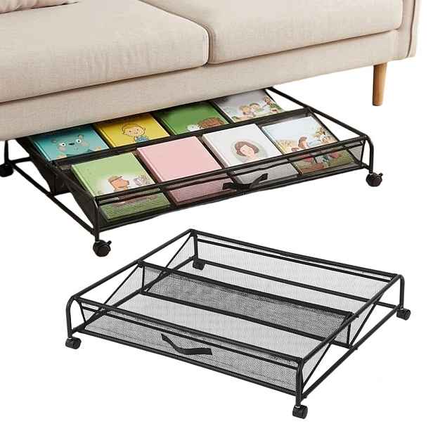 Organizér na boty Bedee s kolečky pod postel 75x67x16 cm s kovovým rámem