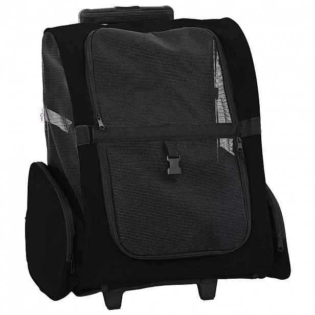 vidaXL Vozík pro domácí mazlíčky 3 v 1 Design Černý 48 x 32 x (57-106) cm Oxfordská látka