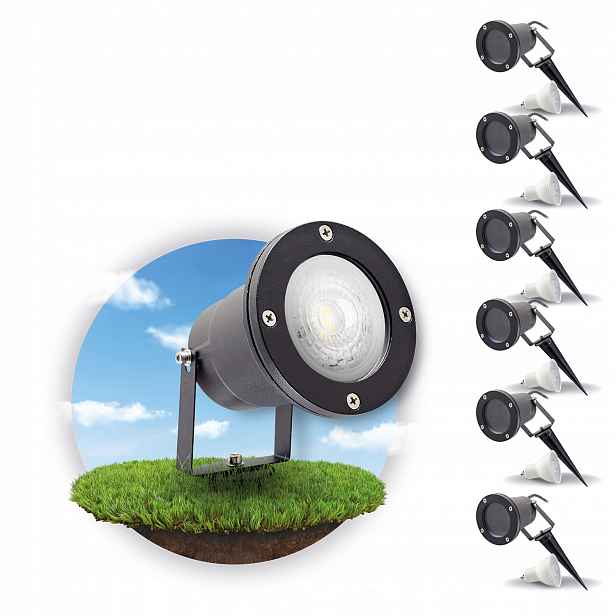 Set 6x Zahradní lampa Porto 6x žárovka GU10 3W premium Zimna