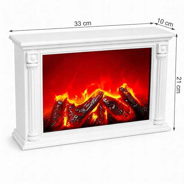 Dekorativní Led Krb Plast Bílý 10X33X21 CM Do Interiéru