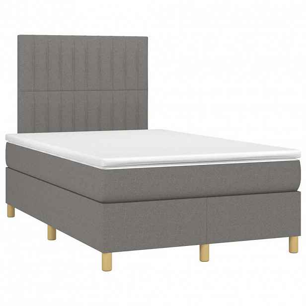 vidaXL Box spring postel s matrací tmavě šedá 120x190 cm textil