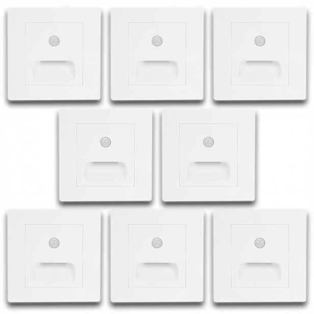 8 X Bílá Lampa Led Osvětlení Schodiště Senzor Soumraku Pohybu