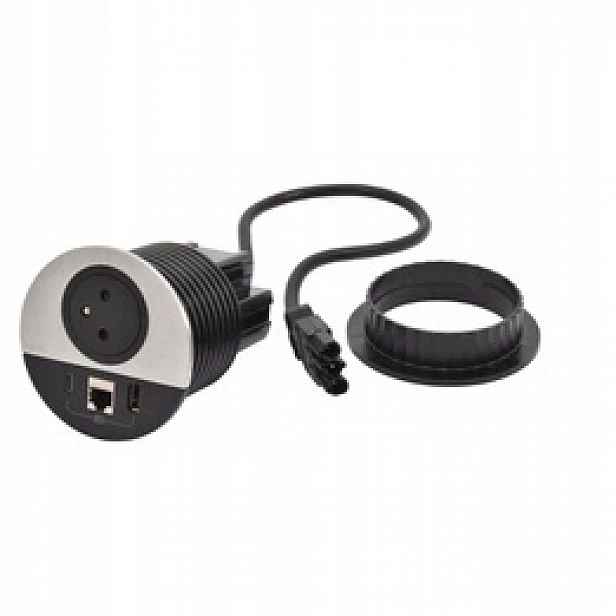 Nábytková zásuvka 2P+Z/USB A+C/RJ45 Bílá 654701