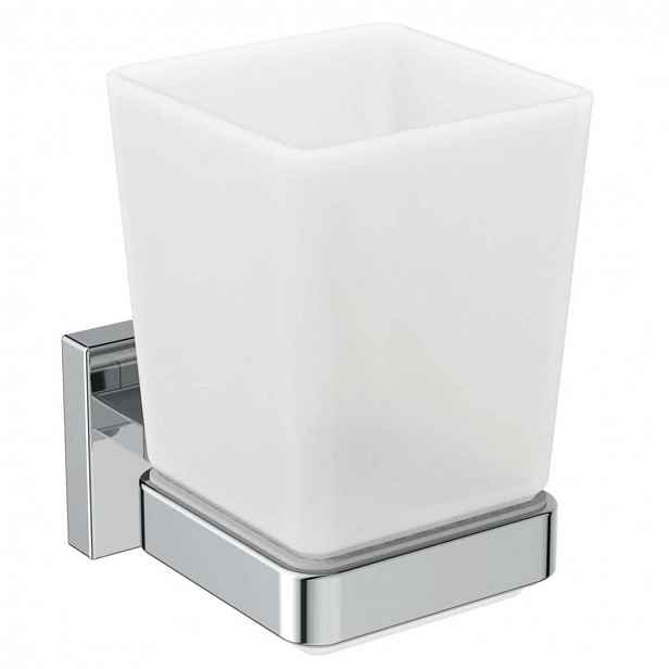Ideal Standard IOM Square - Pohárek na kartáčky a pastu s držákem, matné sklo/chrom E2204AA