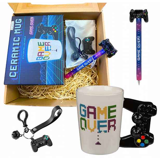 Sada pro hráče Hrnek Game Over Propiska s ovladačem Černý Brelo