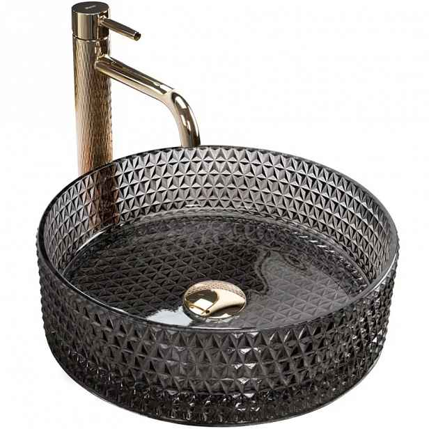 Umyvadlo na desku Cristal Black 07RU+REA-U9671