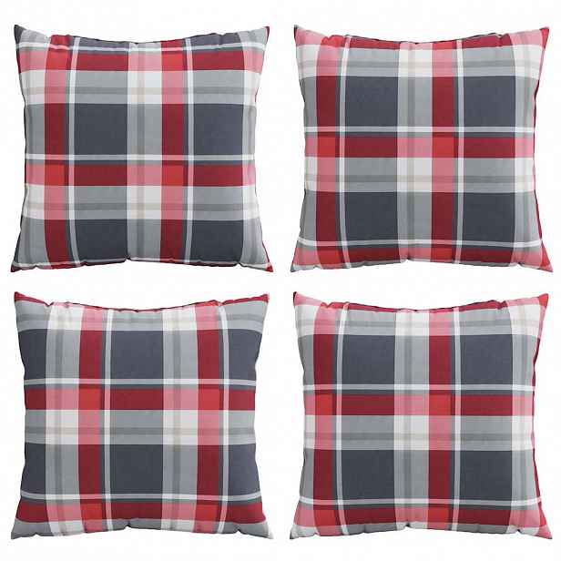 vidaXL Polštáře na pohovku 4 ks červený kostkovaný vzor 60 x 60 cm látkové