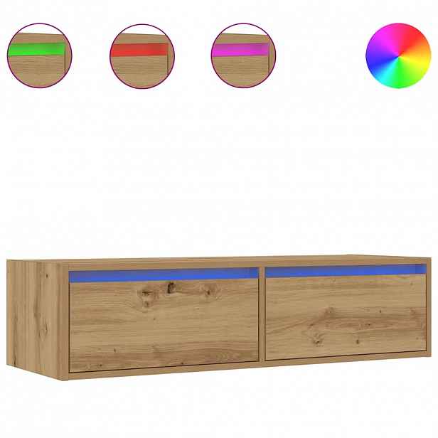 vidaXL TV skříňka s LED osvětlením dub artisan 100X35,5x25 cm