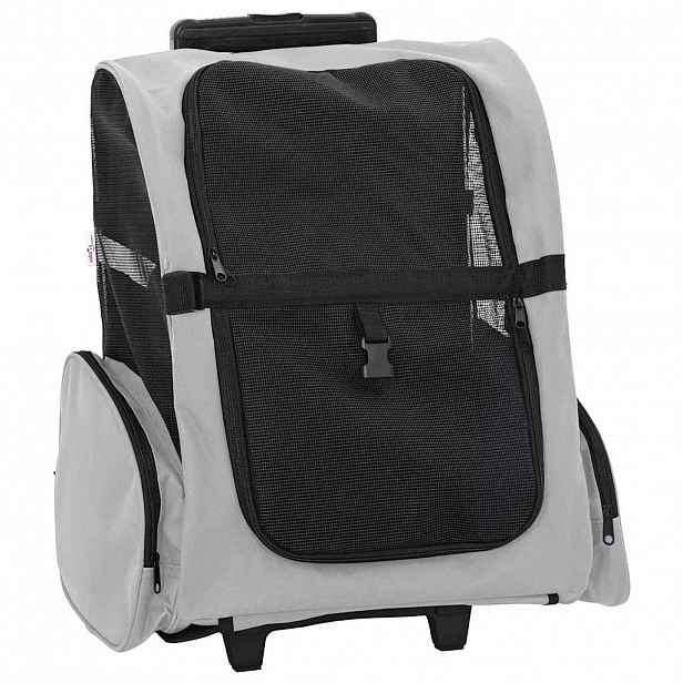 vidaXL Vozík pro domácí mazlíčky 3 v 1 šedý 48 x 32 x (57-106) cm oxfordská látka