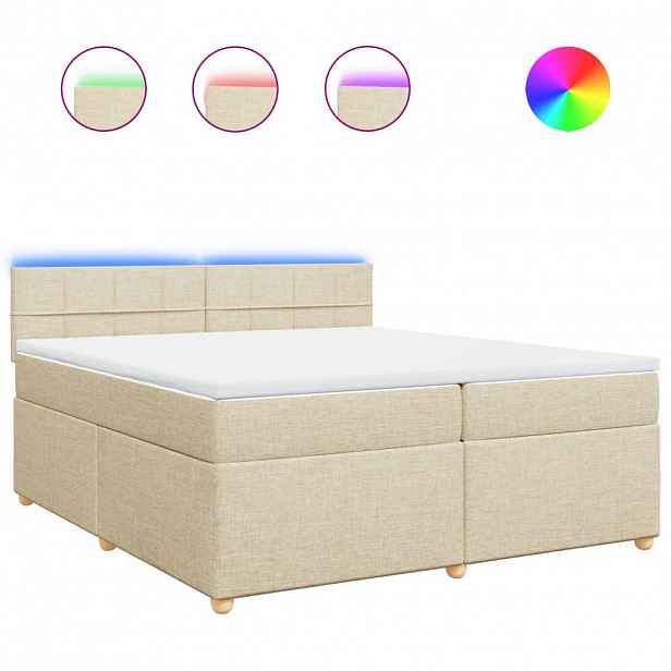 vidaXL Box spring postel s matrací krémová 200x200 cm textil