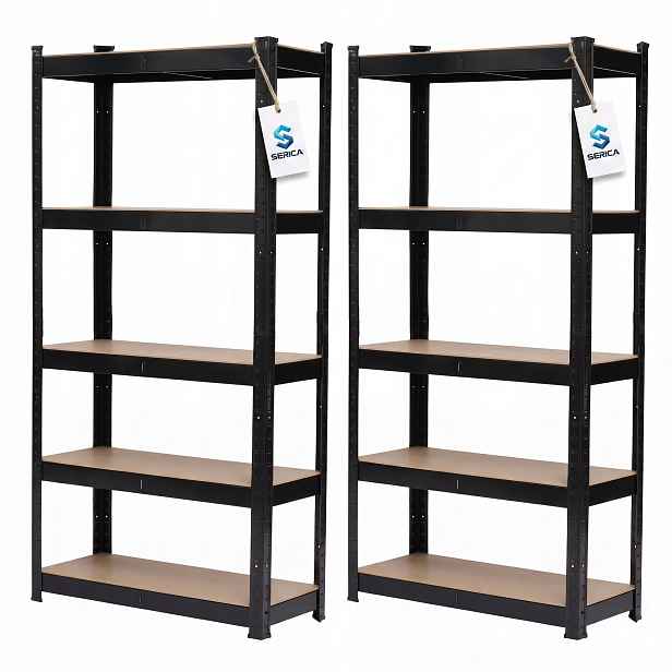 2x Skladový kovový regál 180x90x40 cm Srdíčko Silný 1325 kg 5 Polic 265 kg