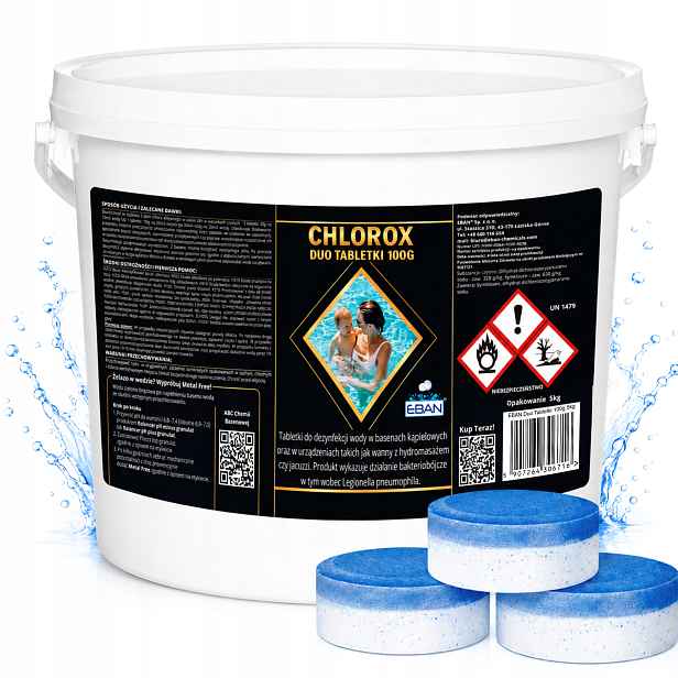 Chlorox Duo Tabletky 100 g Dezinfekce bazénové vody 5 kg Chlor Bazén Eban