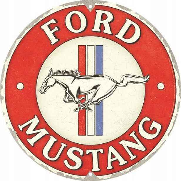 Plakát Kovový kulatý 35 cm Ford Mustang
