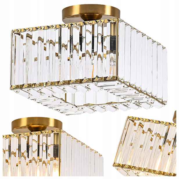 Stropní Svítidlo Čtvercový Vetro Zlatý Elegantní Skleněná Lampa 1XE27 Light Prestige