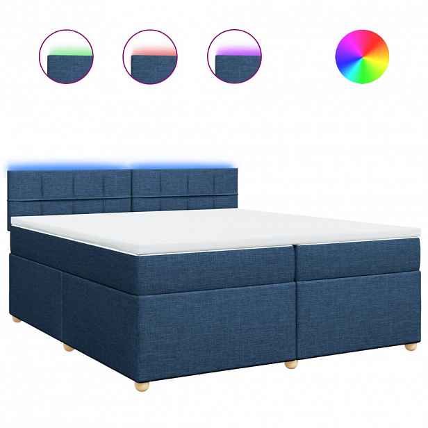vidaXL Box spring postel s matrací modrá 200x200 cm textil