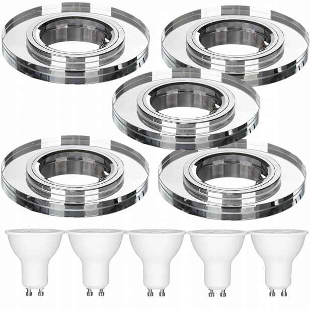 5x Pevná Skleněná Stropní Lampa Halogenové Svítidlo Led Žárovky 1.5W