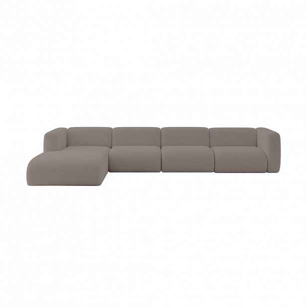 ALTDECOR ROHOVÁ SEDAČKA S LEVOU OTOMANOU MIRA-L3 409x179x70 Hnědá Bouclé
