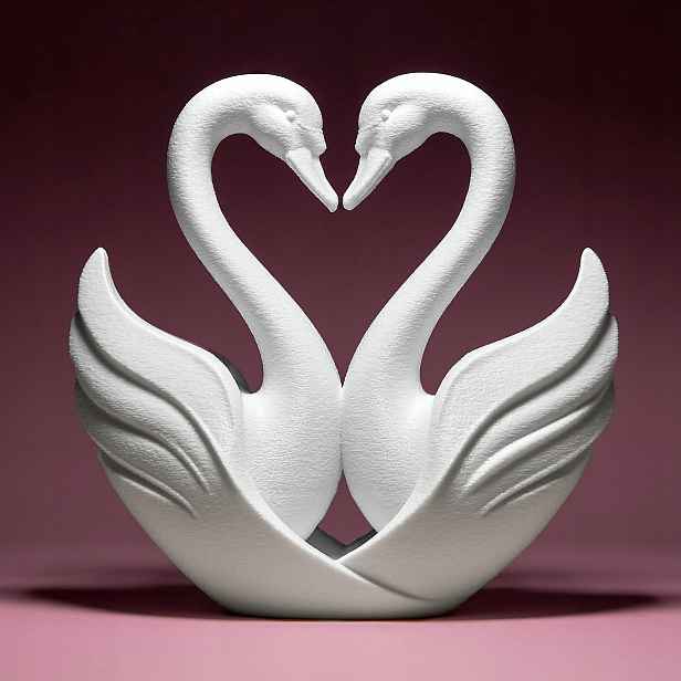 Dvě zamilované labutě Figurka Soška Dekorace 3D tisk 20 cm Valentýn