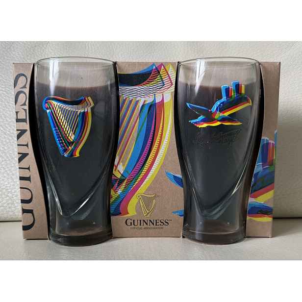 Guinness Flying Toucan sklenice pint Gravity 2ks Gift Box Dublin Graffiti