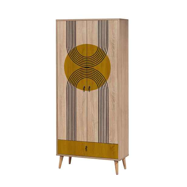 Kalune Design Šatní skříň Grandrop Sun 80 cm hnědá/vícebarevná