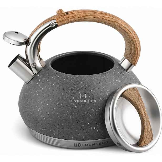 Konvice Ocelová s píšťalkou 3L Indukce Gaz Edenberg Premium Silné Dno