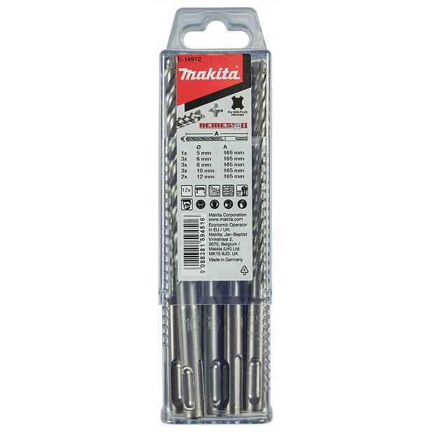 Makita - 12dílná sada vrtáků do zdiva SDS Plus E-14912